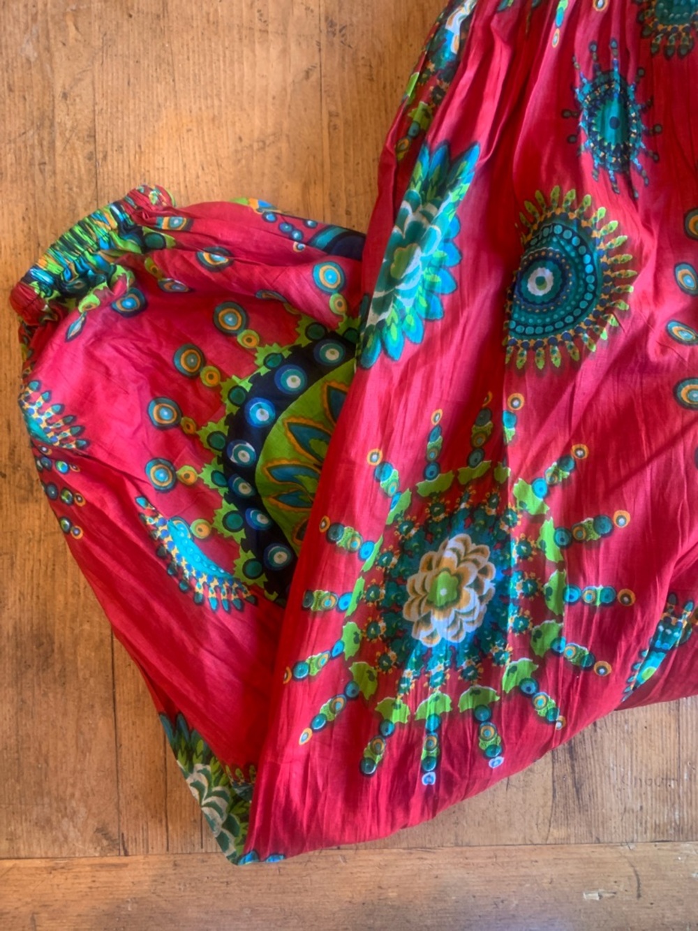 Cotton Red Floral Medallion Bohemian Puff Jogger Pant - Picture 6 of 16